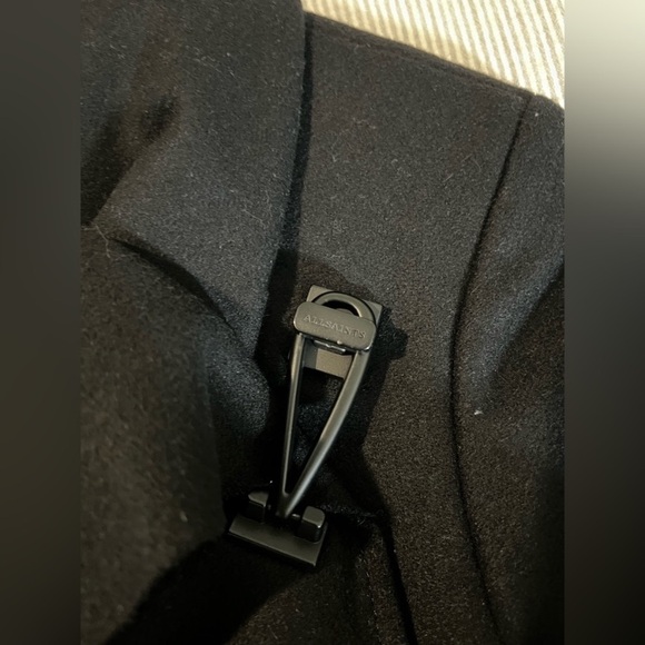 All Saints Monument Black Funnel neck Wool blend coat sz 00 - Picture 7 of 9